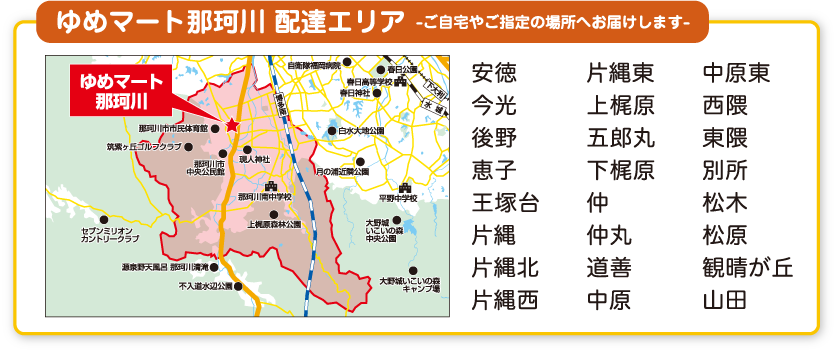 サポタ ゆめマート那珂川 配達エリアのご案内