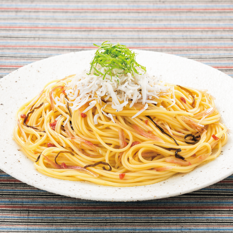 みょうがとしらすの和風冷製パスタ